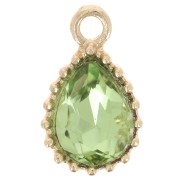 Pendentif goutte en verre facetté 13x8mm - Doré - Vert clair x1|raw }}