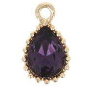 Pendentif goutte en verre facetté 13x8mm - Doré - Violet x1|raw }}
