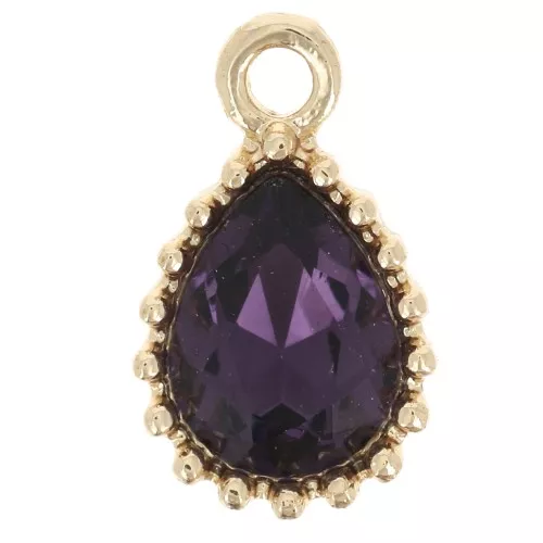 Pendentif goutte en verre facetté 13x8mm - Doré - Violet x1