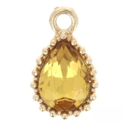 Pendentif goutte en verre facetté 13x8mm - Doré - Topaz x1