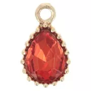Pendentif goutte en verre facetté 13x8mm - Doré - Orange x1