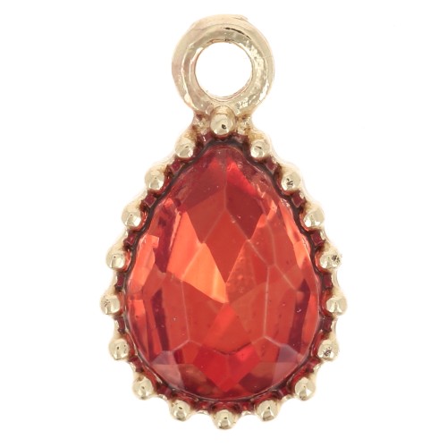 Pendentif goutte en verre facetté 13x8mm - Doré - Orange x1