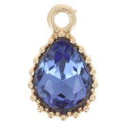 Pendentif goutte en verre facetté 13x8mm - Doré - Bleu clair x1|raw }}