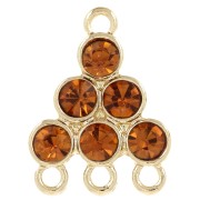 Pendentif chandelier 18x13.5 mm avec cabochons en verre - Topaz - Doré x1|raw }}