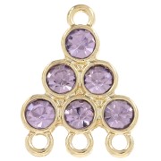 Pendentif chandelier 18x13.5 mm avec cabochons en verre - Lilas - Doré x1|raw }}