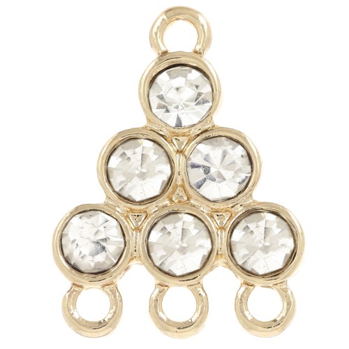 Pendentif chandelier 18x13.5 mm avec cabochons en verre - Crystal - Doré x1