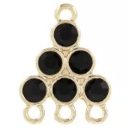 Noir - Pendentif chandelier 18x13.5 mm avec cabochons en verre - Noir - Doré x1 Pendentif chandelier 18x13.5 mm avec cabochons en verre - Noir - Doré x1