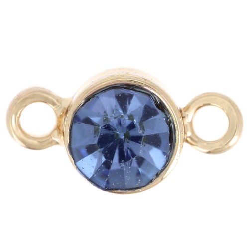 Intercalaire 4 mm en verre facetté - Doré - Bleu clair x1