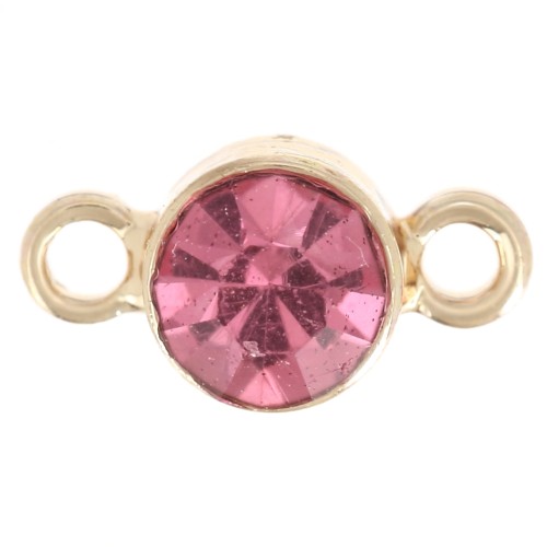 Intercalaire 4 mm en verre facetté - Doré - Rose x1