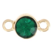 Intercalaire 4 mm en verre facetté - Doré -  Vert émeraude x1