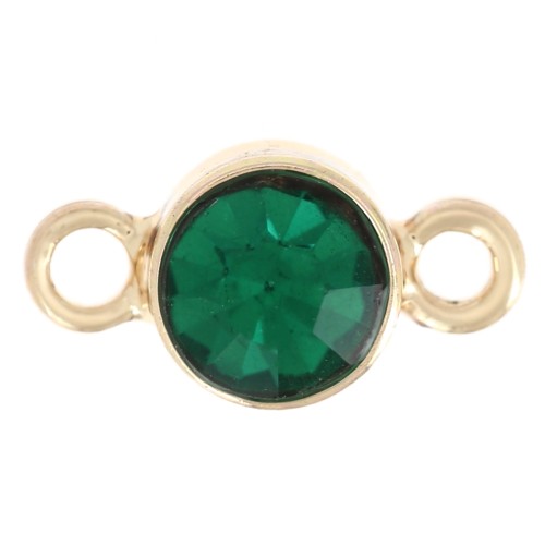 Intercalaire 4 mm en verre facetté - Doré - Vert émeraude x1