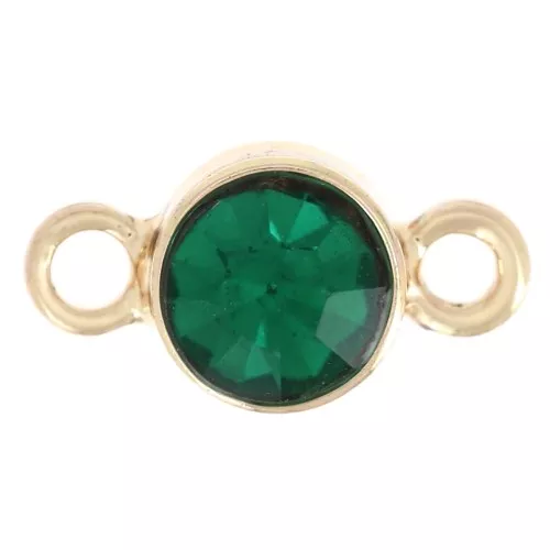 Intercalaire 4 mm en verre facetté - Doré - Vert émeraude x1