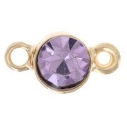 Intercalaire 4 mm en verre facetté - Doré - Lilas x1