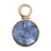 Breloque ronde 4 mm verre facetté - Doré - Bleu clair x1|raw }}