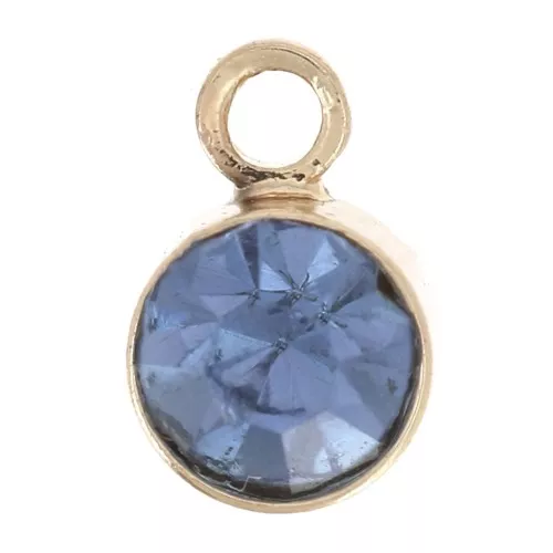 Breloque ronde 4 mm verre facetté - Doré - Bleu clair x1