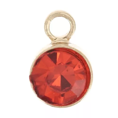 Breloque ronde 4 mm verre facetté - Doré - Orange x1