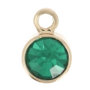 Breloque ronde 4 mm verre facetté - Doré - Vert émeraude x1