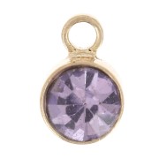 Breloque ronde 4 mm verre facetté - Doré - Lilas x1|raw }}