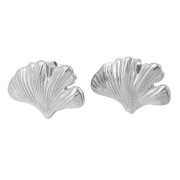 Clous d'oreilles Ginkgo 11x17 mm avec anneau ouvert - Acier inox 316L x2