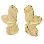 Boucles d'oreilles demi fleur 45x25 mm effet plissé - Acier inox 304L Doré x2|raw }}