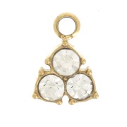 Mini breloque triangle 6.5x5 mm avec strass - Acier inox 304L Doré|raw }}