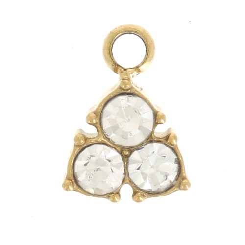 Mini breloque triangle 6.5x5 mm avec strass - Acier inox 304L Doré