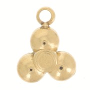 Mini breloque 7.5x6 mm avec 3 strass - Acier inox 304L Doré