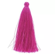 Pompon imitation soie 65 mm Fuchsia x1