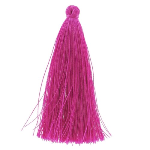 Pompon imitation soie 65 mm Fuchsia x1