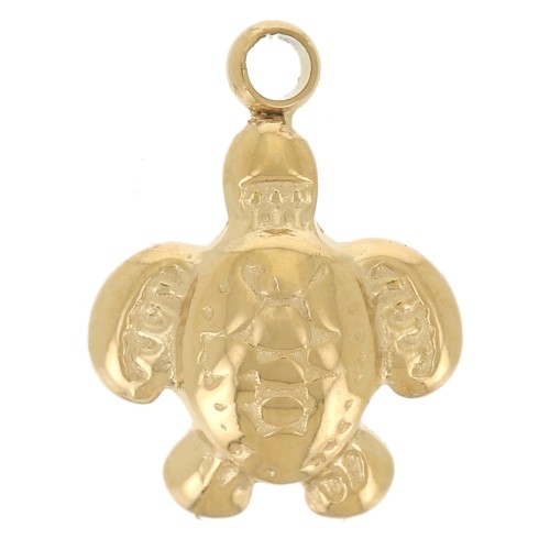 Mini breloque tortue 10.5x7.5 mm - Acier inoxydable 304L Doré x1