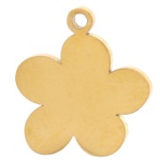 Breloque fleur 11 mm avec résine époxy - Acier inoxydable 316L Doré - Rose x1
