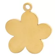 Breloque fleur 11 mm avec résine époxy - Acier inoxydable 316L Doré - Rose x1