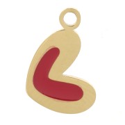 Breloque coeur 10x6.5 mm avec résine époxy - Acier inoxydable 316L Doré - Rouge|raw }}