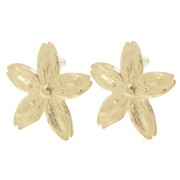 Boucles d'oreilles fleur de cerisier 31x33 mm - Acier inoxydable 304L Doré x2|raw }}