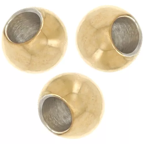 Perles rondes aplaties 3x2 mm - Acier inoxydable 304L Doré x10