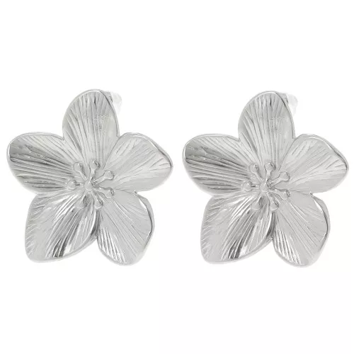 Boucles d'oreilles fleur de cerisier 30 mm - Acier inoxydable 304L x2