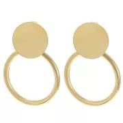 Boucles d'oreilles rond avec cercle évidé 27x20 mm - Acier inox 304L Doré x2