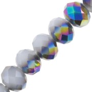 Perles rondelles facettées - rondes aplaties -6x4 mm Light Grey Opal Iris x40cm|raw }}