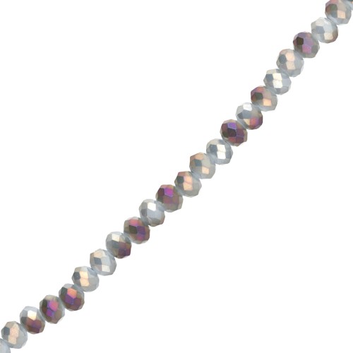 Perles rondelles facettées - rondes aplaties - 6x5 mm Light Grey Opal Iris x40cm