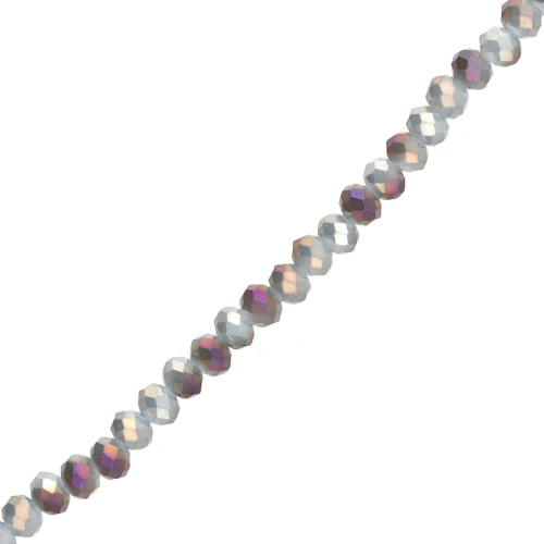 Perles rondelles facettées - rondes aplaties - 6x5 mm Light Grey Opal Iris x40cm