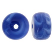 Perles rondelles gros trous 14.5x9 mm en acrylique - Bleu foncé marbré x20