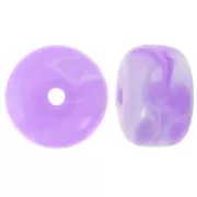Perles rondelles gros trous 14.5x9 mm en acrylique - Lilas marbré x20
