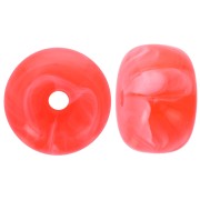 Perles rondelles gros trous 14.5x9 mm en acrylique - Corail fluo marbré x20|raw }}