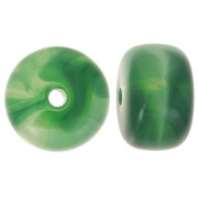 Perles rondelles gros trous 14.5x9 mm en acrylique - Vert foncé marbré x20|raw }}