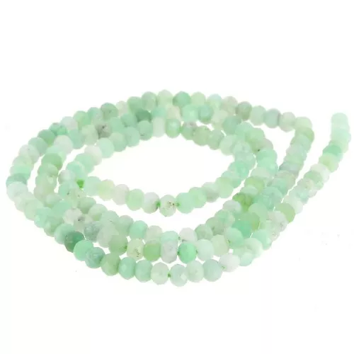 Perles rondelles aplaties facettées 3.5x2.5mm en pierre gemme - Chrysoprase x39cm