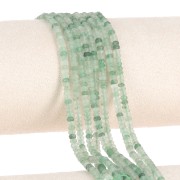 Perles rondelles aplaties facettées 3x2 mm gemme - Strawberry Quartz Vert x39cm