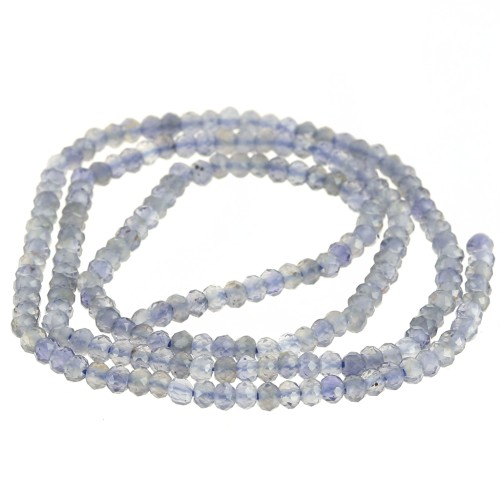 Perles rondelles aplaties facettées 3x2 mm en pierre gemme - Iolite x39cm