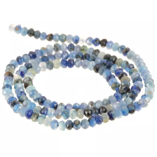 Perles rondelles aplaties facettées 3x2 mm en pierre gemme - Kyanite x38cm