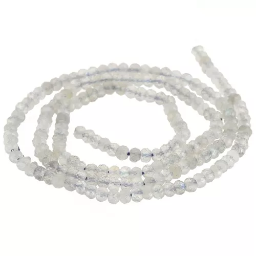 Perles rondelles aplaties facettées 3x2 mm en pierre gemme - Labradorite x39cm
