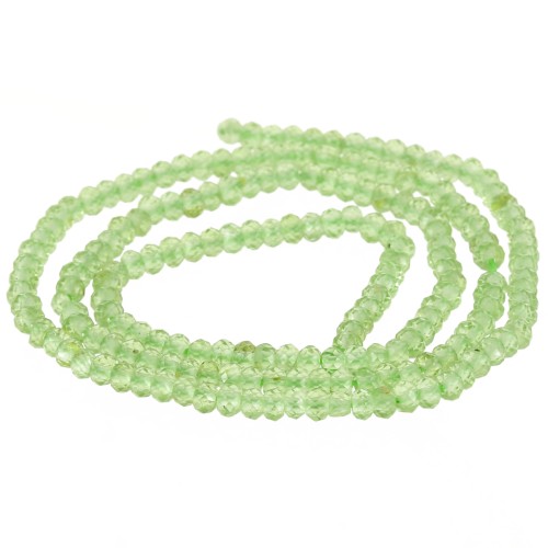 Perles rondelles aplaties facettées 3x2 mm en pierre gemme - Peridot x39cm